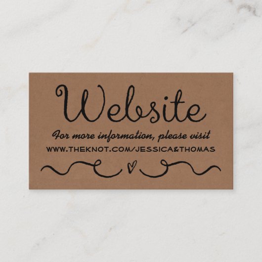 Wedding Website Kaart | Kraft voor het deelgebied (Voorkant)