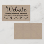 Wedding Website Kaart | Kraft voor het deelgebied  (Voorkant / Achterkant)
