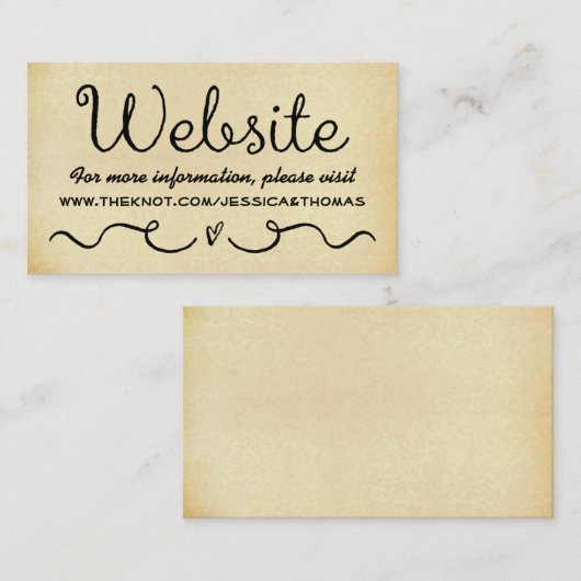 Wedding Website Kaart | Verouderd  Antiek (Voorkant / Achterkant)