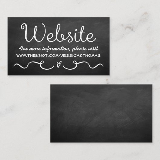 Wedding Website Kaart | Zwart karton (Voorkant / Achterkant)