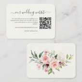 Wedding Website QR Code Insert Card Cream Floral  Informatiekaartje (Voorkant / Achterkant)