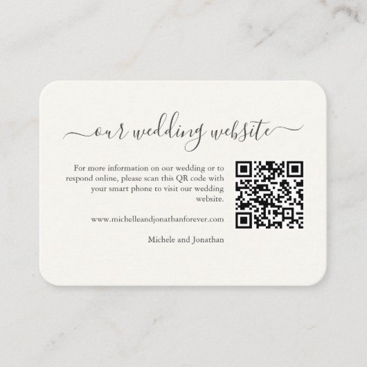Wedding Website QR Code Insert Card Cream Floral  Informatiekaartje (Voorkant)
