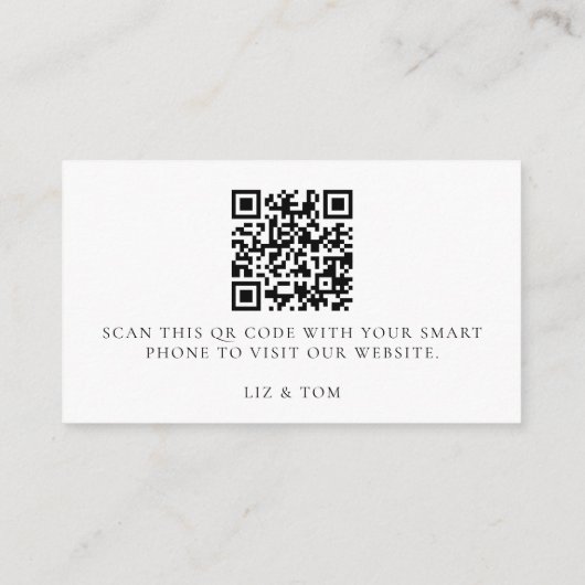 Wedding Website QR Code Modern Minimalist Simple Informatiekaartje (Achterkant)