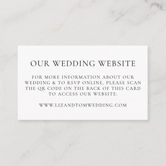 Wedding Website QR Code Modern Minimalist Simple Informatiekaartje (Voorkant)