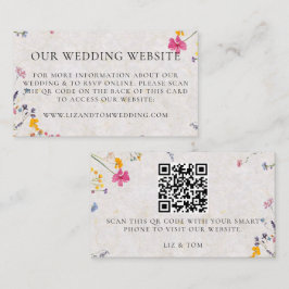 Wedding Website QR Code Wildflower Garden Blush Informatiekaartje