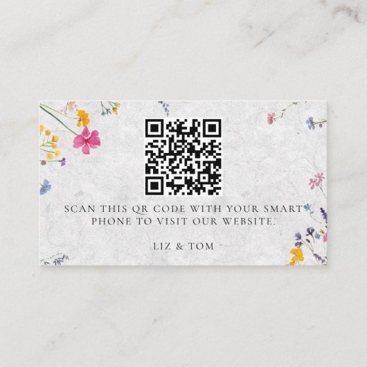 Wedding Website QR Code Wildflower Garden Ivory Informatiekaartje (Achterkant)
