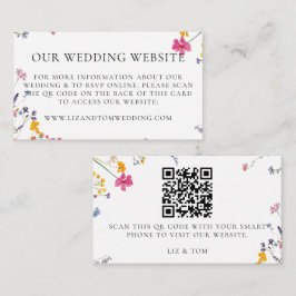 Wedding Website QR Code Wildflower Garden White Informatiekaartje