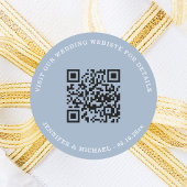 Wedding website QR details information rsvp blue Ronde Sticker