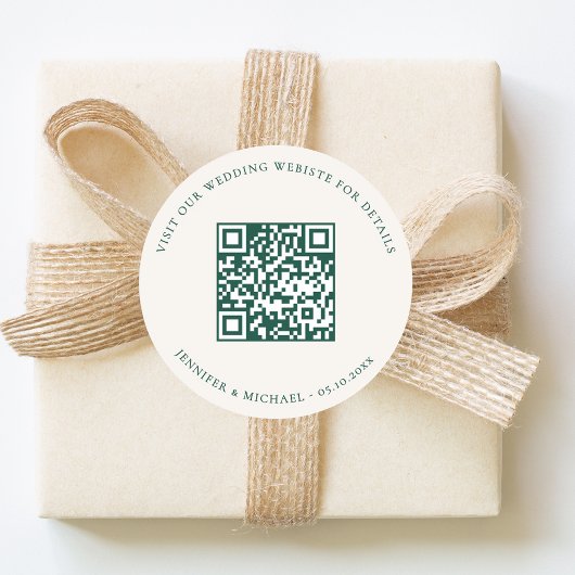 Wedding website QR details information rsvp ivory Ronde Sticker