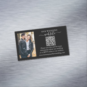 Wedding Website QR Foto 25 Black Magnet Kaarten Magnetisch Visitekaartje