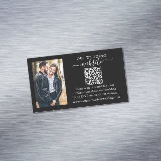 Wedding Website QR Foto 25 Black Magnet Kaarten Magnetisch Visitekaartje
