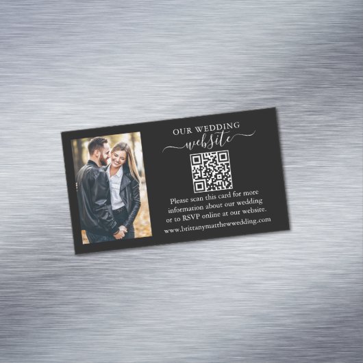 Wedding Website QR Foto 25 Black Magnet Kaarten Magnetisch Visitekaartje (Voorbeeld)