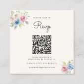 Wedding Website RSVP QR Code Photo pastel florals Informatiekaartje (Voorkant)