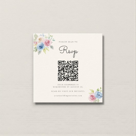 Wedding Website RSVP QR Code Photo pastel florals Informatiekaartje