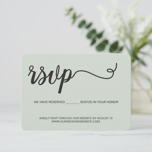 Wedding-website We hebben gereserveerde plaatsen g RSVP Kaartje (Staand voorkant)