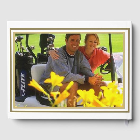 Wedding Weekend Activiteit Golf Goud & Wit Foto Gastenboek (Achterkant)