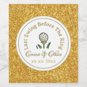 Wedding Weekend Golf Party Wit Goud Glitter Wijn Etiket (Enkel label)