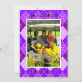 Wedding Weekend Golfactiviteit Paarse Argyle Kaart (Achterkant)