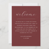 Wedding Weekend Itinerary | Deep Wine Red Timeline Kaart (Voorkant)