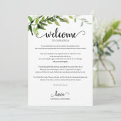 Wedding Weekend Itinerary Elegant Greenery Kaart (Staand voorkant)