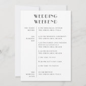 Wedding Weekend Itinerary & Welcome | Schedule Kaart (Achterkant)