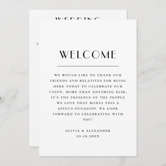 Wedding Weekend Itinerary & Welcome | Schedule Kaart (Voorkant / Achterkant)