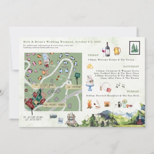 Wedding Weekend Kaart Route (Achterkant)