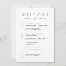 Wedding Weekend Minimalistische reisroute Welkom K Kaart