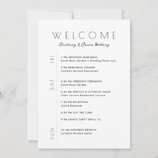 Wedding Weekend Minimalistische reisroute Welkom K Kaart
