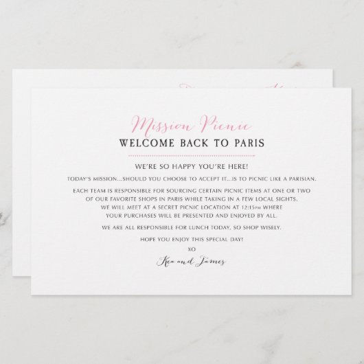 Wedding Weekend Paris Evenementenkaart - CUSTOM vo (Voorkant / Achterkant)