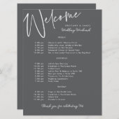 Wedding Weekend Route Charcoal Welkom Kaart (Voorkant / Achterkant)