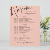 Wedding Weekend Route Peach Black Welkom Kaart (Staand voorkant)