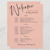 Wedding Weekend Route Peach Black Welkom Kaart (Voorkant / Achterkant)