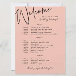 Wedding Weekend Route Peach Black Welkom Kaart