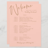 Wedding Weekend Route Peach Gold Welkom Kaart (Voorkant / Achterkant)