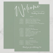 Wedding Weekend Route Sage Green Welkom Kaart (Voorkant / Achterkant)