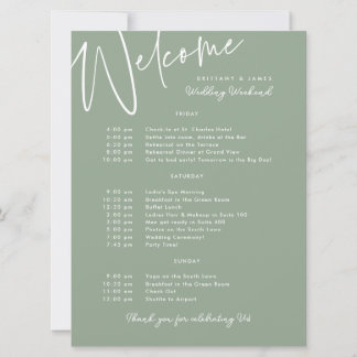 Wedding Weekend Route Sage Green Welkom Kaart