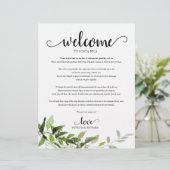 Wedding Weekend Welkom Itinerary Elegant Greenery (Staand voorkant)