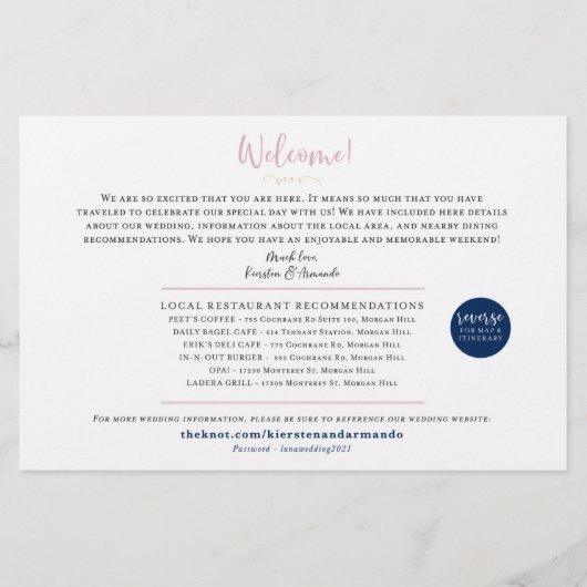 Wedding Weekend Welkomstkaart Kaart - voor Kierste (Voorkant)