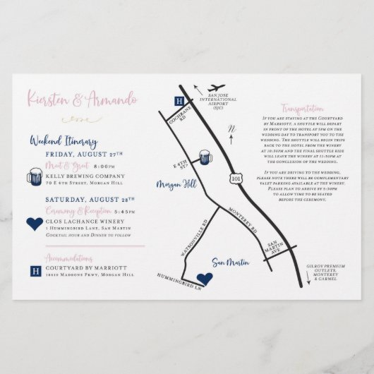 Wedding Weekend Welkomstkaart Kaart - voor Kierste (Achterkant)