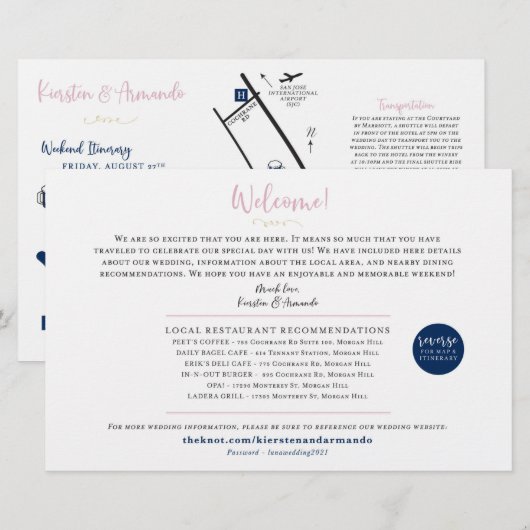 Wedding Weekend Welkomstkaart Kaart - voor Kierste (Voorkant / Achterkant)