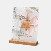 Wedding Welcome Acrylic Sign | Blush Peach Floral Acryl Bord (Hoek)