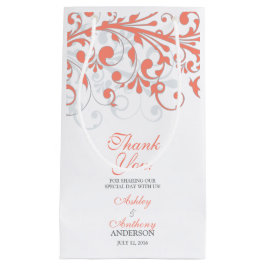 Wedding Welcome Bag Abstract Bloemen Koraal Grijs Klein Cadeauzakje