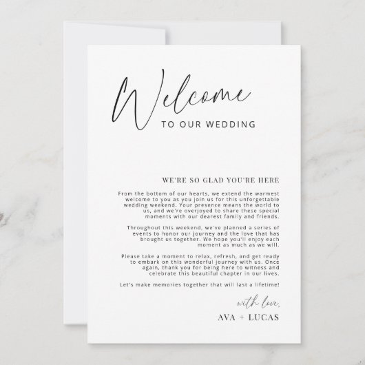 Wedding Welcome Bag Note met Kaart van de bestelti (Voorkant)