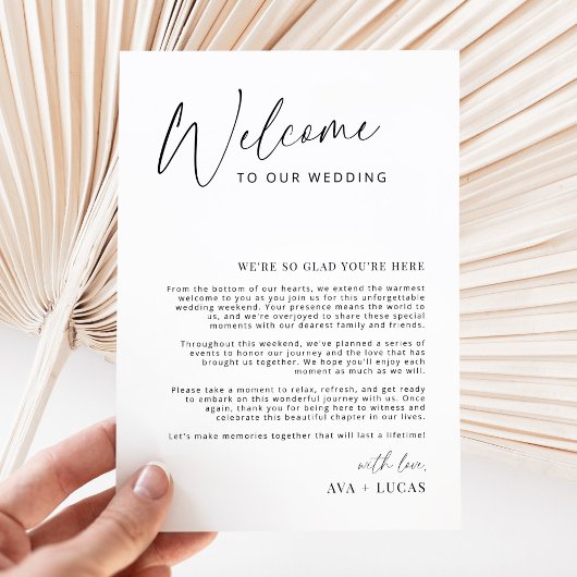 Wedding Welcome Bag Note met Kaart van de bestelti