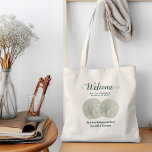 Wedding Welcome Bag Twee Zand Dollars Tote Bag<br><div class="desc">Trouwwelkomsttassen met zanddollars afbeeldingen en aangepaste tekst. Donkere, marineblauwe kleur formulering is, "Welkom" met locatie en datum van het evenement / bruiloft. Aan de onderkant een korte, "Bedankt voor het zijn hier" met namen van de bruid en bruidegom. Of verander en/of verwijder tekst zoals u dat wenst. De andere kant...</div>