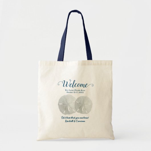 Wedding Welcome Bag Twee Zand Dollars Tote Bag (Voorkant)