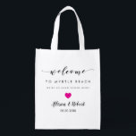 Wedding Welcome Bag voor Hotel Guest, Fuschia Hear Boodschappentas<br><div class="desc">Vul deze leuke herbruikbare tassen met uw favoriete tassen om uw gasten plezieriger te laten blijven.</div>