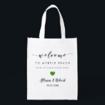 Wedding Welcome Bag voor Hotel Guest, Green Heart Boodschappentas<br><div class="desc">Vul deze leuke herbruikbare tassen met uw favoriete tassen om uw gasten plezieriger te laten blijven.</div>