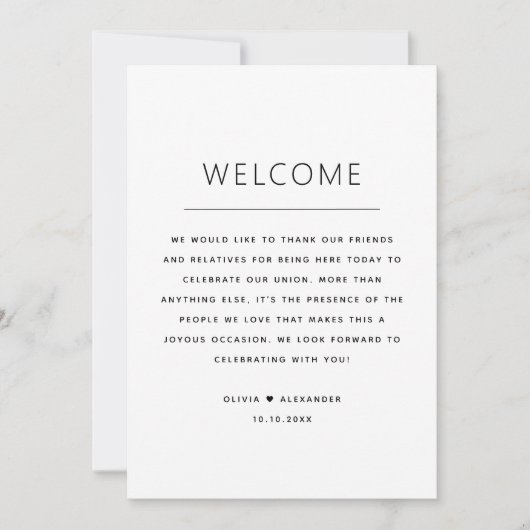 Wedding Welcome Bag | Weekendschema Kaart (Voorkant)